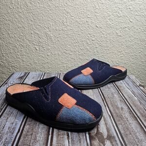 Rohde blue felt color block slide clogs size 40